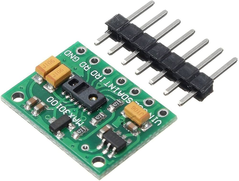 Vue du module MAX30100, capteur de pouls et d’oxygène sanguin pour applications Arduino
